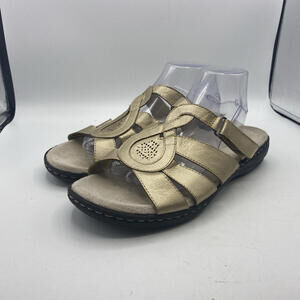 Croft Barrow Sandals Golden Metallic Womens Size 10M  Medium Wedge Shoes Slip On